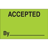 Picture of 1 1/4" x 2" - "Accepted By" (Fluorescent Green) Labels