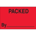Picture of 1 1/4" x 2" - "Packed By" (Fluorescent Red) Labels