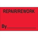 Picture of 1 1/4" x 2" - "Repair/Rework By" (Fluorescent Red) Labels