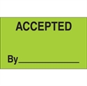 Picture of 3" x 5" - "Accepted By" (Fluorescent Green) Labels
