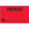 Picture of 3" x 5" - "Packed By" (Fluorescent Red) Labels