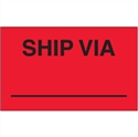 Picture of 3" x 5" - "Ship Via" (Fluorescent Red) Labels
