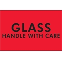 Picture of 2" x 3" - "Glass - Handle With Care" (Fluorescent Red) Labels