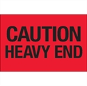 Picture of 2" x 3" - "Caution - Heavy End" (Fluorescent Red) Labels