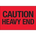 Picture of 2" x 3" - "Caution - Heavy End" (Fluorescent Red) Labels