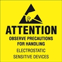 Picture of 4" x 4" - "Attention - Observe Precautions" Labels