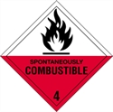 Picture of 4" x 4" - "Spontaneously Combustible - 4" Labels