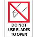 Picture of 3" x 4" - "Do Not Use Blades to Open" Labels