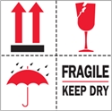 Picture of 4" x 4" - "Fragile - Keep Dry" Labels