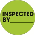 Picture of 1" Circle - "Inspected By" Fluorescent Green Labels