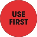 Picture of 2" Circle - "Use First" Fluorescent Red Labels