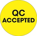 Picture of 2" Circle - "QC Accepted" Fluorescent Yellow Labels