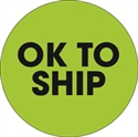 Picture of 2" Circle - "Ok To Ship" Fluorescent Green Labels