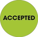 Picture of 2" Circle - "Accepted" Fluorescent Green Labels