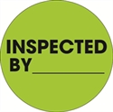 Picture of 2" Circle - "Inspected By" Fluorescent Green Labels