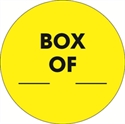 Picture of 2" Circle - "Box ___ Of ___" Fluorescent Yellow Labels