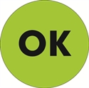 Picture of 2" Circle - "OK" Fluorescent Green Labels