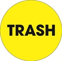 Picture of 2" Circle - "Trash" Fluorescent Yellow Labels
