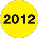 Picture of 3" Circle - "2012" Fluorescent Yellow Labels