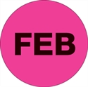 Picture of 1" Circle - "FEB" (Fluorescent Pink) Months of the Year Labels
