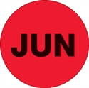 Picture of 1" Circle - "JUN" (Fluorescent Red) Months of the Year Labels