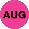 Picture of 1" Circle - "AUG" (Fluorescent Pink) Months of the Year Labels