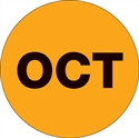 Picture of 1" Circle - "OCT" (Fluorescent Orange) Months of the Year Labels