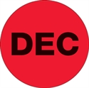 Picture of 1" Circle - "DEC" (Fluorescent Red) Months of the Year Labels