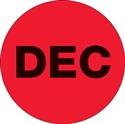 Picture of 1" Circle - "DEC" (Fluorescent Red) Months of the Year Labels