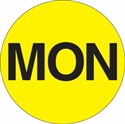 Picture of 1" Circle - "MON" (Fluorescent Yellow) Days of the Week Labels
