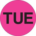Picture of 1" Circle - "TUE" (Fluorescent Pink) Days of the Week Labels