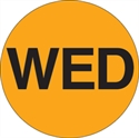 Picture of 1" Circle - "WED" (Fluorescent Orange) Days of the Week Labels