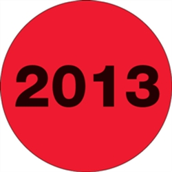 Picture of 2" Circle - "2013" (Fluorescent Red) Year Labels