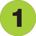 Picture of 2" Circle - "1" (Fluorescent Green) Number Labels
