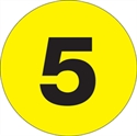 Picture of 2" Circle - "5" (Fluorescent Yellow) Number Labels