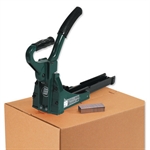 Picture for category <p>Economical, hand operated stapler is great for use on low volume packaging lines.</p>
<ul>
<li>Manual stapler does not require compressed air.</li>
<li>Built-in auxiliary handle for easy carrying and consistent hand stapling.</li>
<li>Penetration control adjusts to various carton thicknesses.</li>
<li>150 "C" staple capacity.</li>
</ul>