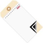 6 1/4" x 3 1/8" - (0001-0499) Inventory Tags 3 Part Blank w/Carbon #8 Picture for category <p>Use to keep your inventory in order.</p>
<ul>
<li>Size #8 - 6 1/4" x 3 1/8".</li>
<li>Blank manifold with two white bonded sheets and two carbons interleaved.</li>
<li>Base is 10 point manila stock.</li>
<li>Sequentially numbered.</li>
<li>Adhesive strip on base ply.</li>
<li>Tags feature a 3/16" reinforced, tear resistant eyelet.</li>
<li>String for tags available stock number G2501.</li>
<li>Tag wire available stock number G2500.</li>
<li>Available in case quantities.</li>
</ul>