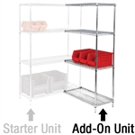 Picture for category <p>Additional Add-On Kits allow you to expand your Starter Kits by sharing a set of posts.</p>
<ul style="list-style-type: square;">
<li>Configuration options include straight line, back-to-back and right angles (L-Shape).</li>
<li>Includes four shelves, two posts and eight S-hook connectors.</li>
<li>Additional Shelves and Accessories sold separately.</li>
</ul>