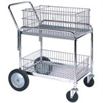 Picture for category <p>Ideal for carrying files, mail and parcels around the office.</p>
<ul style="list-style-type: square;">
<li>Removable baskets.</li>
<li>Nickle chrome plated steel construction.</li>
<li>200 lb. load capacity.</li>
<li>Easy to maneuver in tight spaces.</li>
<li>Simple assembly required.</li>
</ul>