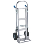 Picture for category <p>Versatile; easily converts between two wheel hand truck and four wheel platform truck.</p>
<ul style="list-style-type: square;">
<li>Sturdy yet lightweight aluminum frame.</li>
<li>Non-marking swivel pneumatic 10" wheels perform well on rough surfaces.</li>
<li>Easy conversion pedal release.</li>
<li>18" noseplate for wide loads.</li>
<li>Height 52".</li>
<li>Frame Bed 12" x 38".</li>
</ul>