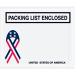Picture for category 4 1/2" x 5 1/2" U.S.A. Ribbon-"Packing List Enclosed" Envelopes