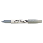 Silver Sharpie® Metallic Marker Picture for category <p>Opaque silver ink for marking on dark or light surfaces.</p>
<ul>
<li>Permanent on most hard-to-mark surfaces.</li>
<li>Durable fine point tip produces thin, detailed lines.</li>
<li>Quick-drying ink in non-toxic, waterproof, smearproof and fade resistant.</li>
</ul>