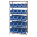 Picture of 36" x 18" x 74"  6 Shelf Wire Shelving Unit with 20 Blue Bins